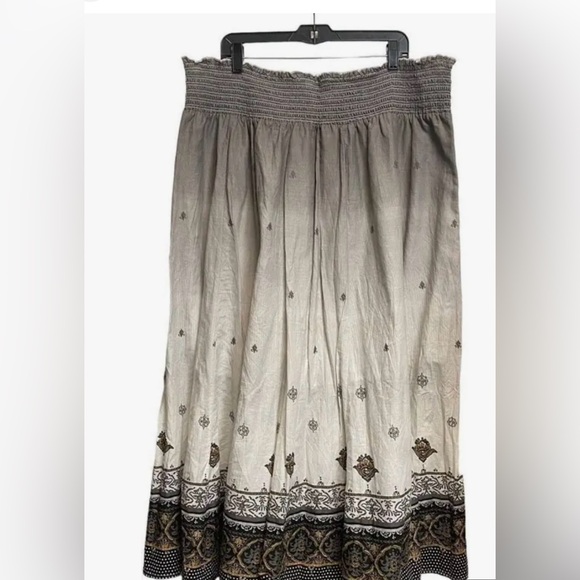 Lane Bryant Elastic Waist Ankle Length Boho Gypsy Cotton Sequin Skirt Size 14/16 - Picture 1 of 8